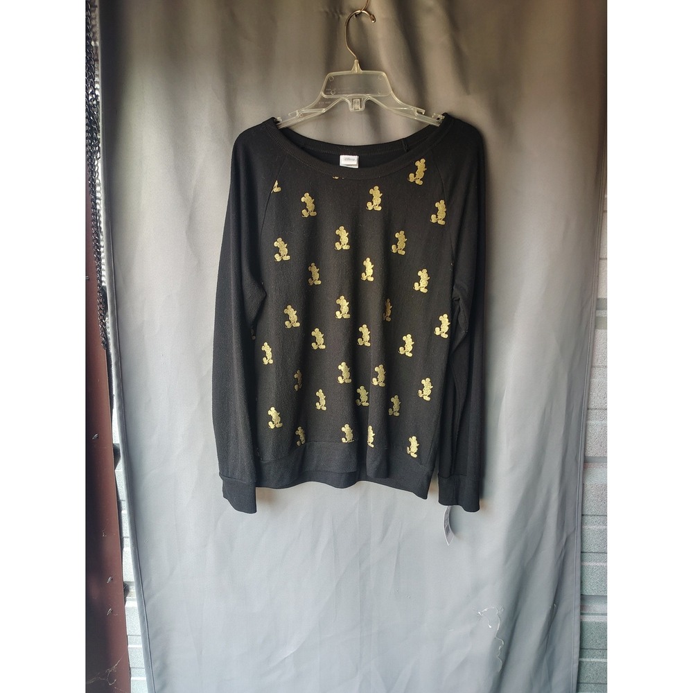 Disney Mickey Mouse Gold Foil Silhouette Sweatshirt Black XL JT2066853183A NEW